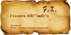 Ficzere Kálmán névjegykártya